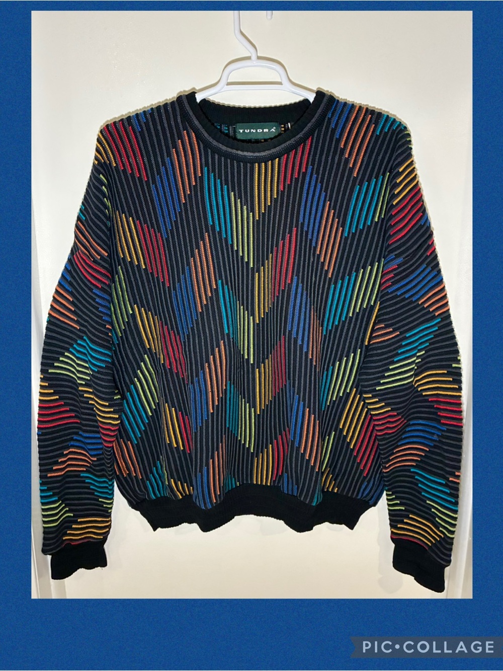 Vintage Tundra®️ Textured Coogi-Style Cotton Sweater, XLT